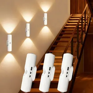 3pcs LED Motion Sensor Light - Dual Head 3-Color Adjustable Night Light, USB Charging, Magnetic Step Lights for Entrance, Bedside, Desk, Closet, Outdoor & Indoor Use
