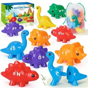 Dinosaur Design Alphabet Matching Game, 26pcs/set Double-sided ABC Dinosaur Alphabet Match Game, Preschool Educational Montessori Learning Toys Shape Sorter Learning Tool