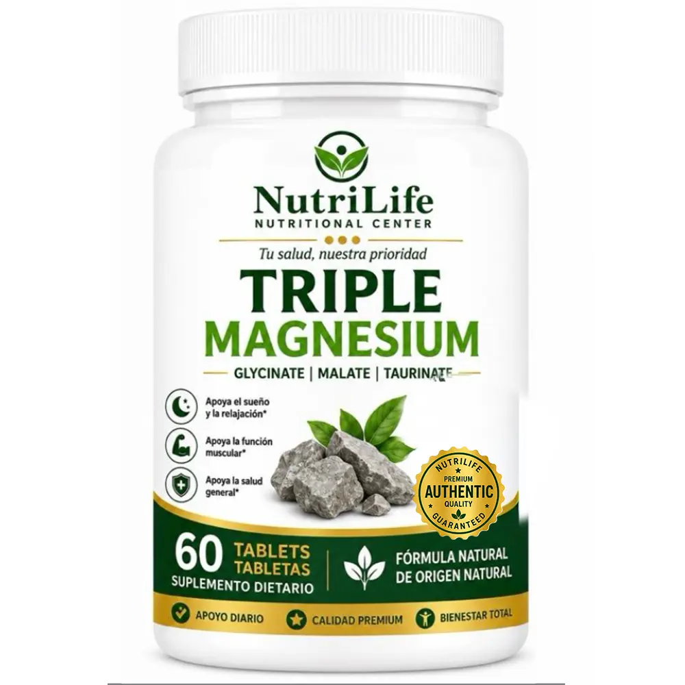 Triple Magnesium Supplement - Magnesium Trio (Glycinate, Malate, Taurinate) - 60 Tablets, High-Absorption Nutritional Supplement for Reducing Inflammation, Reduces Inflammation