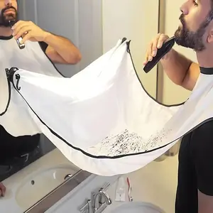 Portable Hair Trimmer Shaving Cape, Hair Trimmer Shaving Cape with Suction Cup Hooks, Salon Barber Home Shaving Cape, Barber Supplies