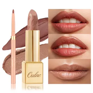 OULAC Lip Liner & Metallic Lipstick Set with Random Christmas Gifts for Women – Smooth, Creamy, Long-Lasting, Waterproof, Vegan, High Pigmentation