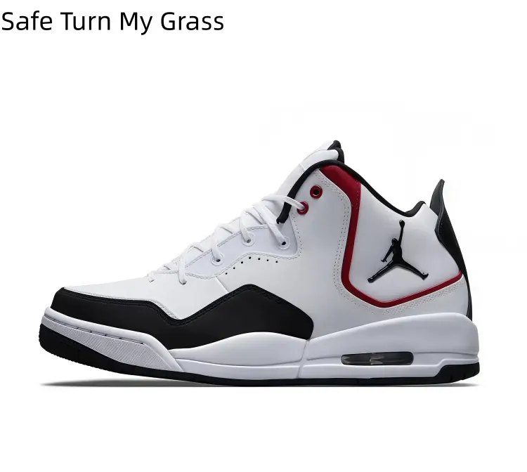 Mid Top Basketball Sneakers Unisex White Black Red Color Block Leather Upper Air Cushion Anti Slip Breathable Indoor Outdoor Sports Shoes