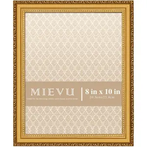 8×10 Picture Frame Gold - Picture Frames for Wall Hanging And Tabletop Display, Ornate Photo Frame for Poster,Vintage Frames,with Durable Plexiglass