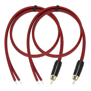 2 Pcs RCA to Bare Wire Open End Audio Cable, 1.96ft (0.6 Meter) 14AWG Gold Plated Audio Cable, RCA Extension Wire for Guitar, Speakers