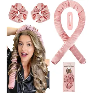 Heatless Hair Curlers Kit - Glide Satin XL Jumbo Curlrollers Set with Headband, Soft Hair Curling Rods, Wrap Before Bed for Frizz-Free Overnight Results, Multiple Colors