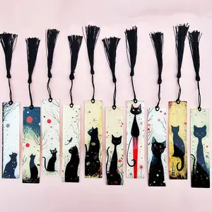 10 Acrylic Bookmarks Gift Set, Elegant Cat Design, Office Supplies for Teachers and Students, Artistic Cat Patterns, Reading Markers