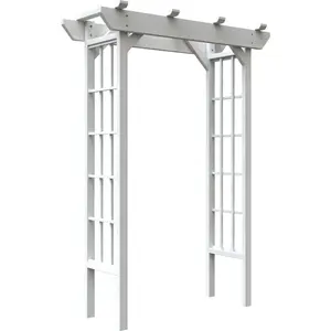 Panacea Products Decorative Chesapeake Wood Arbor - White Rectangular Arch Wood Frame Single Unit, 26 in. L, 76 in. W, 84 in. H, 50 lbs, Outdoor Garden Accessories Plant Support, Home & Garden Building Supply