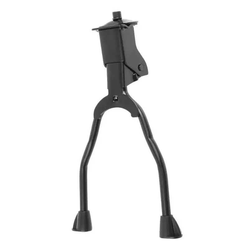 Universal Metal Foldable Dual-Leg Bike Center Kickstand - Adjustable-Height, Self-Locking Parking Stand with Grippy Rubber Footpads