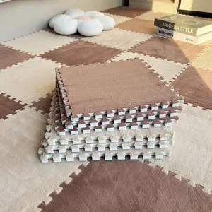 12-Piece Thick Patchwork Carpet Mat Set, Floor Mat, Soft Non-Slip Washable Polyester & Eva Material, Ideal for Living Room & Bedroom Use