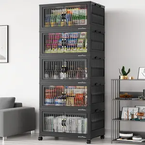 Broview V8 180Qt/240Qt/300Qt/400Qt/500Qt/600Qt Stackable Storage Bins with Lid, Closet Organizer and Storage Drawer, Collapsible Storage Box with Wheels, Plastic Clothes Storage Cabinet Containers for Home Organization