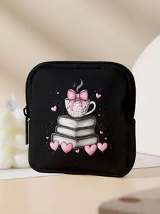 Book Pattern Print Coin Wallet, Zipper Card Holder, Multifunctional Storage Pouch, Durable Polyester, Ideal Gift for All Seasons, Durable Fashion Wallet