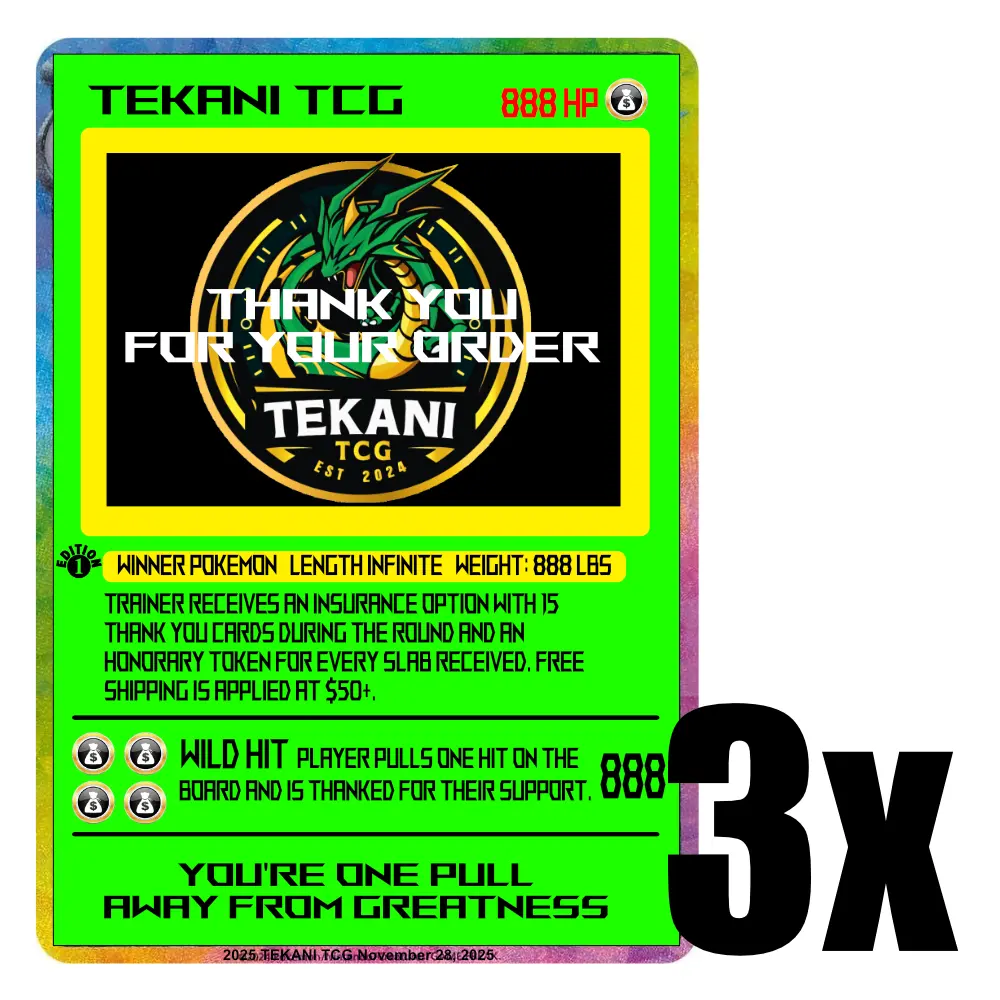3x TEKANI TCG Thank You Card Top Loader For Pokemon Fans