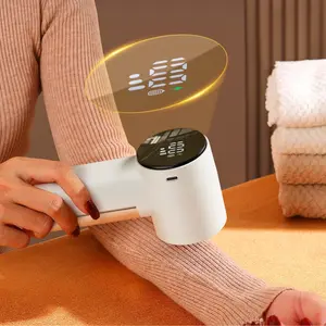 Rechargeable Fabric Shaver Electric Lint Remover Lint Shaver with Digital Display, Sweater Shaver with 6-Leaf Blades, 3 Speeds