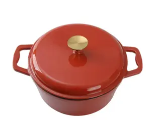 Dutch Oven Safe Glazed Ceramic Pot 4.75qt - Red, Enamel Cast-Iron, Durable Design, Versatile for Baking, Roasting, and Sautéing - Cookware, Stylish Traditional Classic