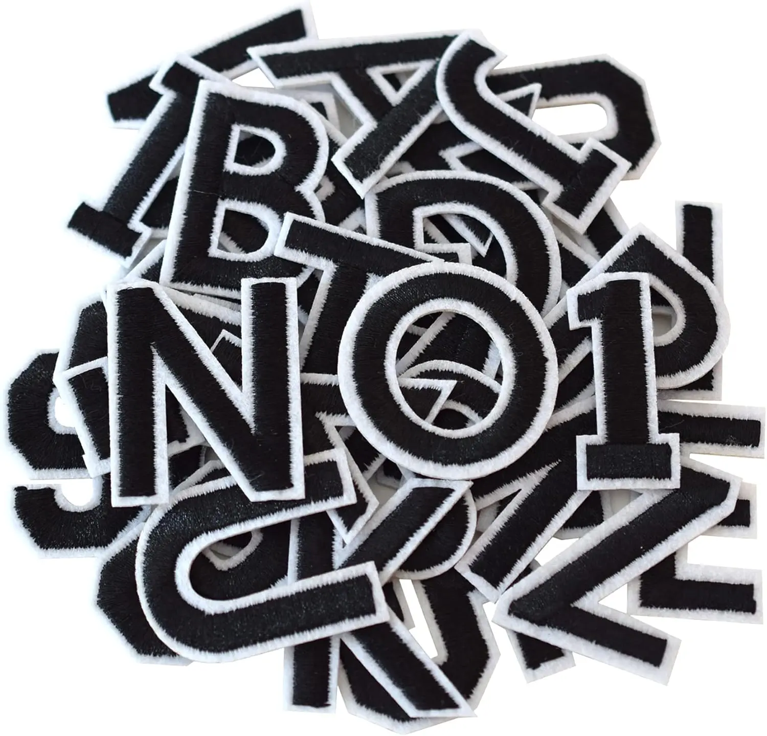 GYGYL 72-Piece Iron-On Embroidered Alphabet Numerals Patches, Black A-Z Letters & 0-9 Numbers Embellished Appliqué for Clothes Hats, Sewing Projects Ideas & DIY Projects Supplies