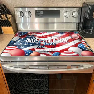 1PC heat insulation pad Independence Day Patriotic Balloon Felt Heat Resistant Mat - Non-Slip Washable Dust-Proof Kitchen Decor Pad for Stove, Table, Washer, Fridge, Bathroom & Appliances