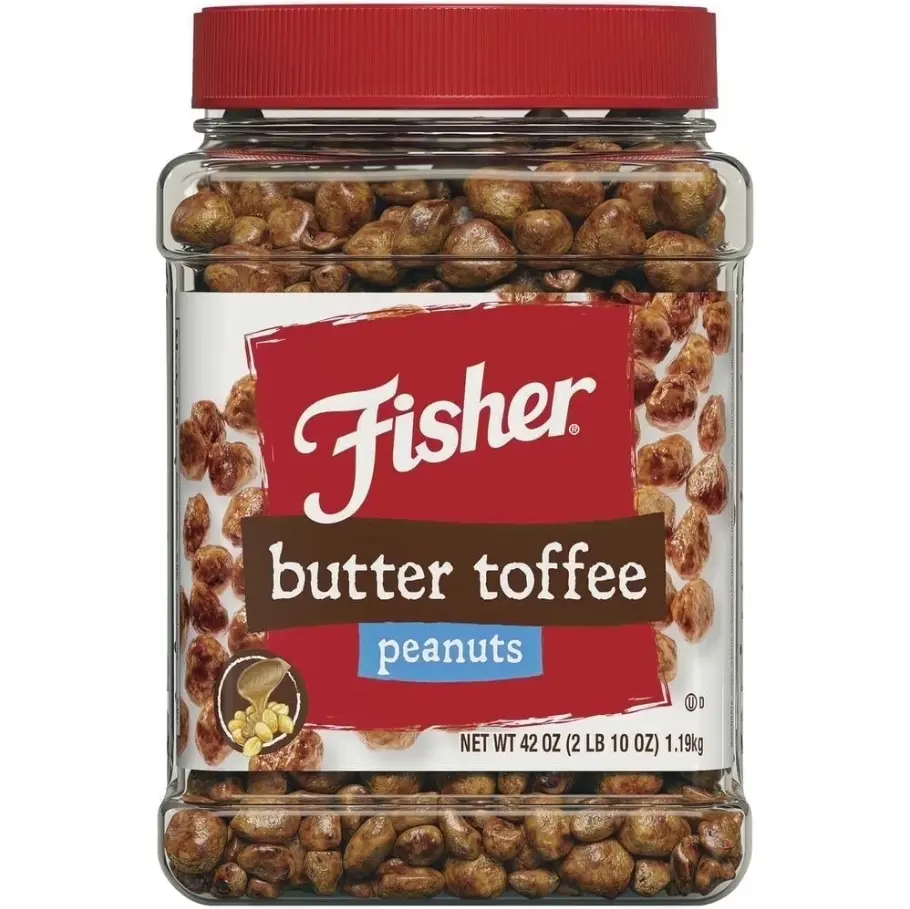 Fisher Butter & Milk Chocolate Toffee Peanuts | Sweet & Crunchy Snack | High-Protein | Fresh Roasted Peanuts Coated in Buttery Toffee and Milk Chocolate - 42 Ounce each