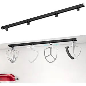 Metal Stand Mixer Attachment Holders Adjustable, Compatible with Kitchen Aid 4.5-6QT Mixers Accessories, Organize 4 Mixer Attachments for Kitchen Storage Organization Space Saver (Black)