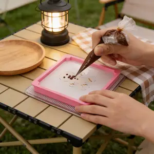 2/4set Kitchen Baking Gadget Cookie Stencil Holder Decorating Frame Tool for Cookies