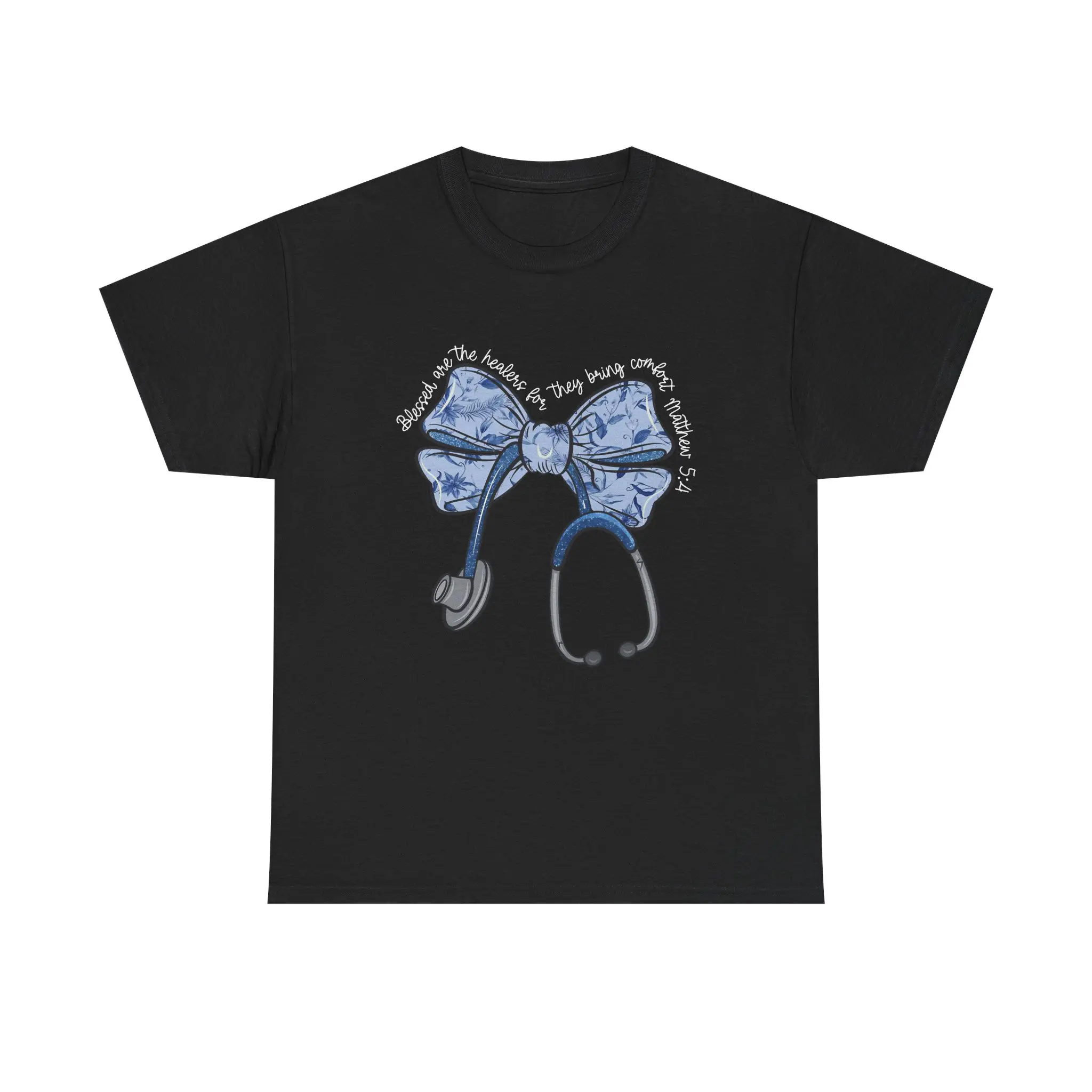 Blessed Are The Healers Toile Bow T-Shirt, Cute Healthcare Student Nurse Top, Gift for Nurses, Medical Tee, Appreciation Day, Healthcare Humor Casual Classic