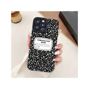 Black And White Composition Notebook Cover Element Design  Case For IPhone 16/15/14/13/12/11/X/XS-Soft TPU Cover With  3D Print |     Slim Protective Case |     Shockproof & Scratch Resistant |     Perfect For Work & Gifts