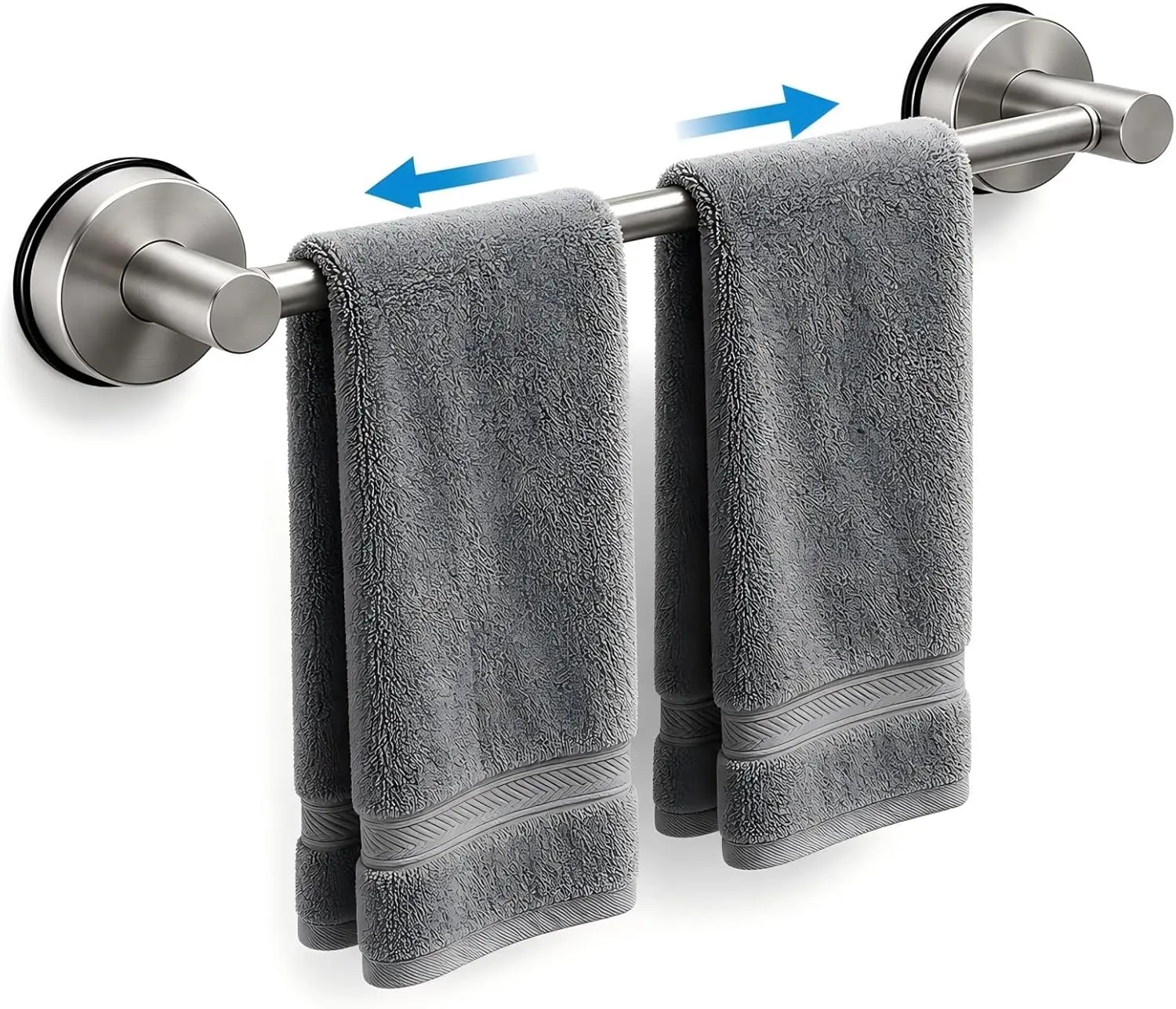 Towel Racks for Bathroom,bath towel bar set ,No-Drill Suction Cup Towel Bar, Stainless Steel Adjustable Towel Holder 14.6-24Inch for Shower, Kitchen, Bathroom Wall(Silver and Black)