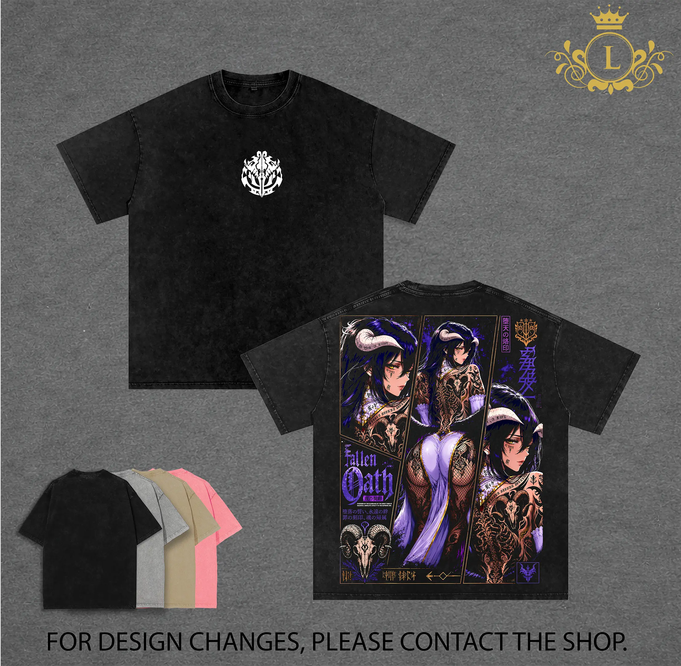 Albedo Succubus Graphic Tee Vintage Washed Shirt Unisex Streetwear Overlord Anime Tee Waifu Tee Overseer Of The Guardians T-Shirt Gift for Anime Lovers Overlord Fans