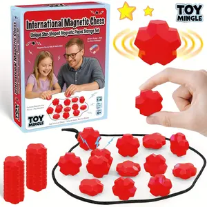 2-in-1 Magnetic Chess & Building Game | STEM Strategy Board Game with 20 Magnetic Blocks | Family Game Night Toy for Kids 8-12 | Creative Logic & Building Gift