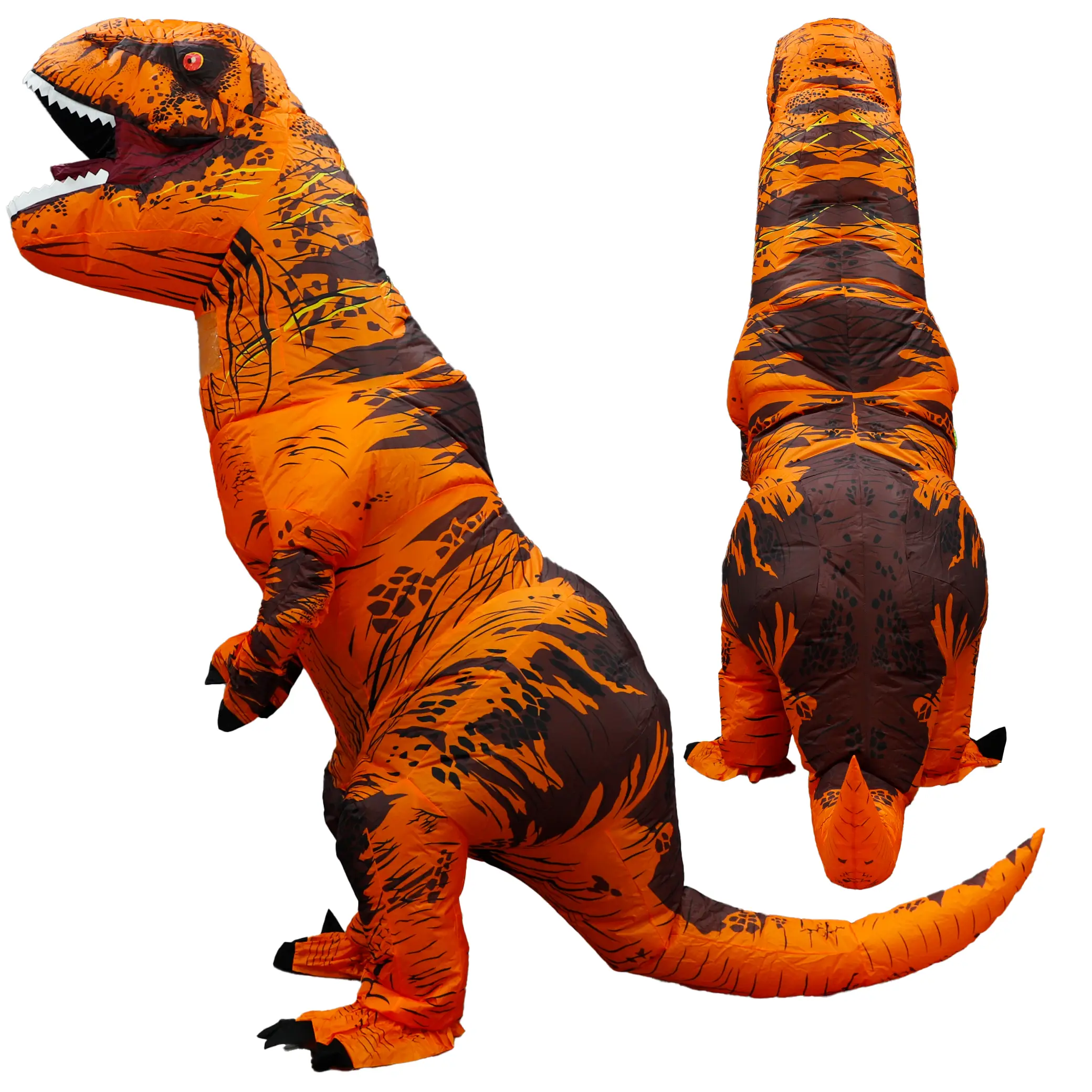 Women's Dinosaur Theme Full-Body Inflatable Tyrannosaurus Rex Clothes - Adult Classic Brown Fitted Cut Deluxe Theatrical Dinosaur Halloween Costume Set for Cosplay, Role Play Parties, Women's Clothes