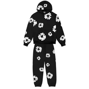 Denim Tears Hoodie and Sweatpants Clothes Menswear Pants with Unique Floral Embroidery for Comfortable Wear