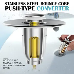 Universal Pop Up Drain Filter WashBasin Core Bounce Bathroom Sink Plug Stopper