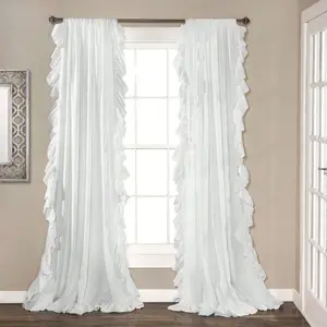 1 count White Flowy Curtain  Romantic Ruffle Curtains Home Decoration Curtain For Bedroom Living Room Or Dining Room Farmhouse Cottage Home Decor