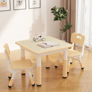Kids Table and 2 Chairs Set with Graffiti Desktop – Height Adjustable Toddler Table for Reading, Drawing, Playing & Eating