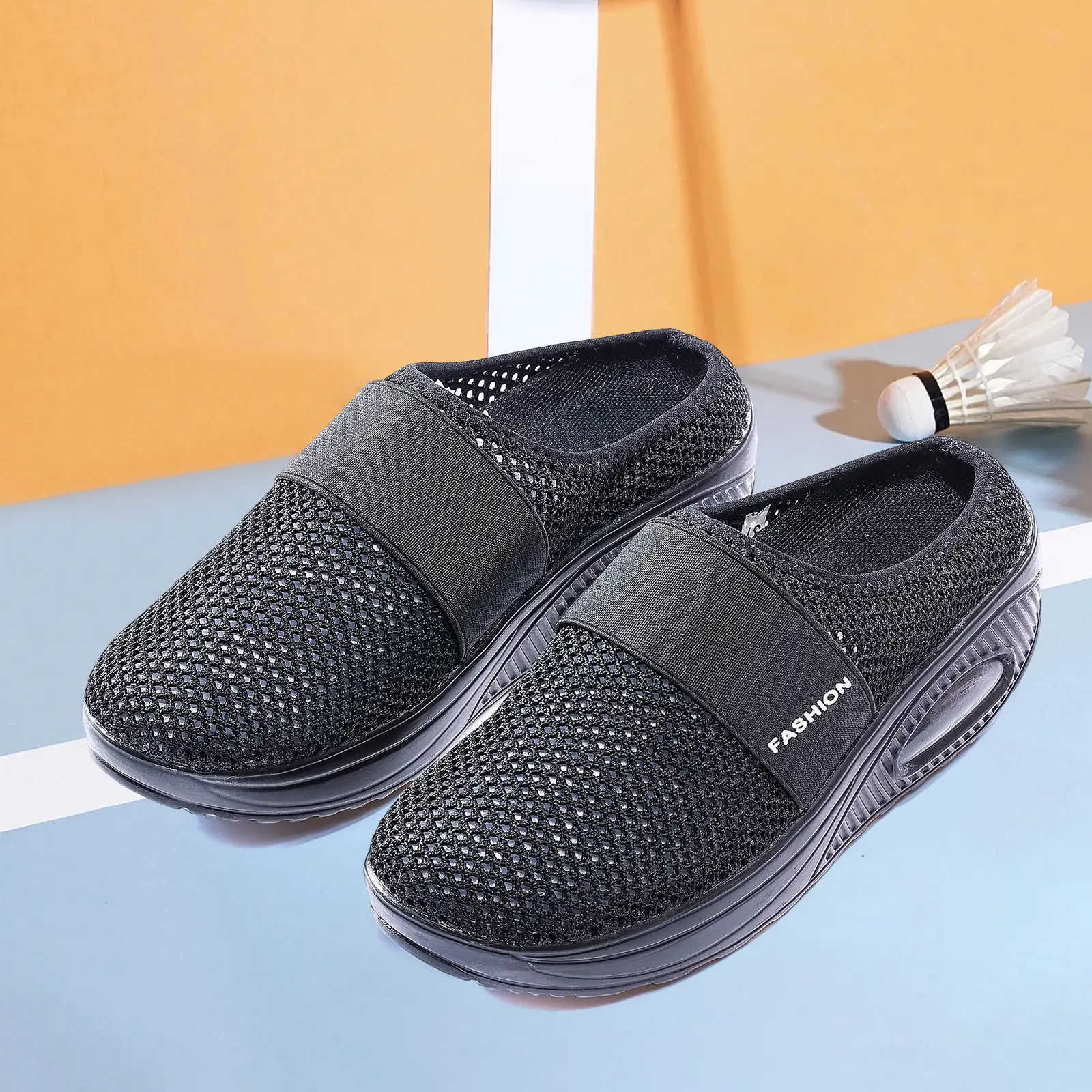 Lumubby Unisex Casual Orthopedic Mules - Memory Foam Arch Support, Air Cushion Mesh Platform, Round Closed Toe Open Back Slip-On Walking Shoes for Nurses, Teachers, Diabetic Comfort Wear (All Seasons), Slip Resistant Shoes, Anti-Slip Outsoles Casual Train