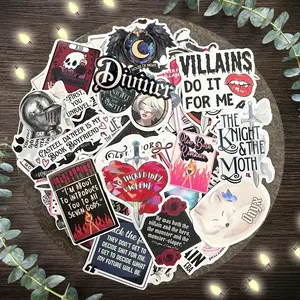 Dark Romance Book Reader Stickers Vinyl Waterproof Decals for Decorating Kindle Laptop Phone Water Bottle Gothic Style Decor Pack of 10-40 Random Bookish Stickers