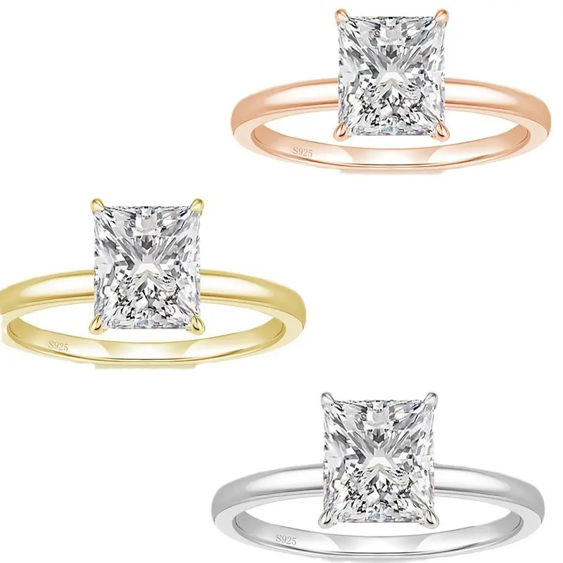 Women's S925 Sterling Silver Minimalist Princess Cut Solitaire Ring - 2.5-Carat 5A Cubic Zirconia Band, Attention to Detail, Smooth Finish, Ideal for Anniversary, Valentine's Day Gift, Princess Cut Rings, Wedding, Daily, 7×7Mm, Birthday, Engagement, Femal