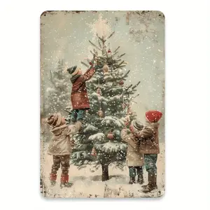 Vintage Rustic Tin Sign 8x12 Inches for Christmas Tree Decor Metal Wall Art Iron Home and Commercial Decor
