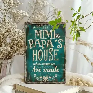 Rustic Farmhouse Style Clearance Sign, Vintage Mimi & Papa Wall Decor, Family Name Metal Plaque, Country Home Decoration