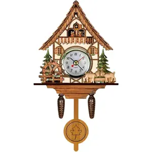 Antique Wooden Cuckoo Clock with Auto Swing Pendulum for Home Decor, Traditional Northwest European (CM005)