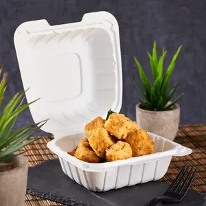 Karat Earth 6" x 6" Mineral Filled PP Hinged Container, White - 400 pcs
