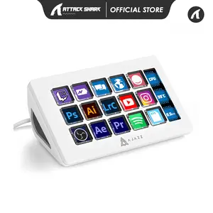 ATTACK SHARK x AJAZZ AKP153 Stream Studio Controller Keypad Type-c Wired with 15 Macro LCD Key&1 Side Screen Display Detachable Stand for Multi Action Triggered in Win MAC Twitter TikTok YouTube OBS App