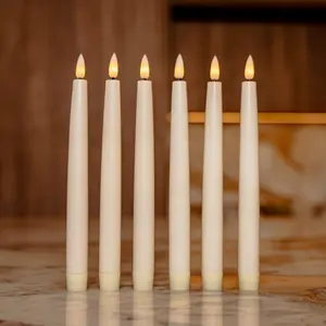 10" Ivory taper candle set of 6 Smokeless Dripless Unscented Wax Candlestick