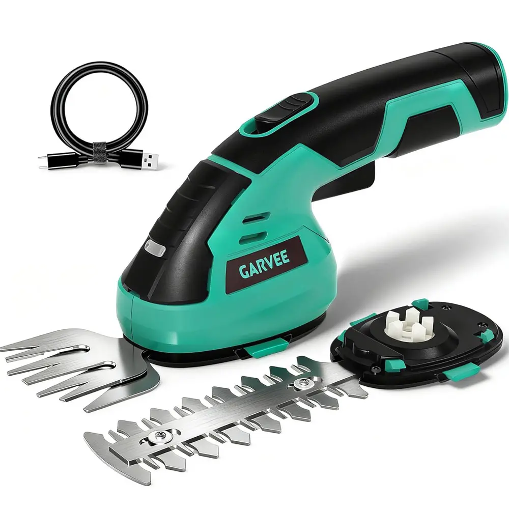 Garvee 2-in-1 Cordless Hedge Trimmer - 7.2V Small Electric Hedge Trimmer Rechargeable with USB-C, Handheld Bush Trimmer & Shrub Trimmer, Lightweight Grass Shears for Lawn Edge Cutter, Pruning Shears