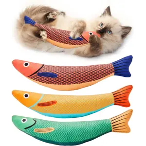3 Pack Cat Toys Saury Fish, Soft Durable Interactive Kitten Kicker for Indoor Kitty Exercise 9.4 Inches for All Breeds