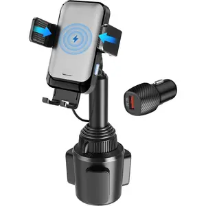 Auto Clamping   Charger Sturdy Cup Phone Holder Mount 15W Fast  for  16 15 Pro Max Plus 14 13 12 11 XS X  S24 Ultra S23 S22 S22 S21 S20 Pixel 8 Pro 7 6 5 4