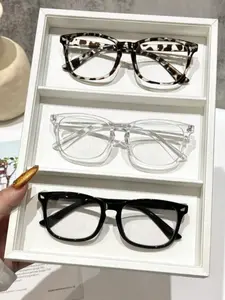 Unisex Fashion Classic Plain Leopard Decorative Glasses, Plastic Frame, Preppy Style, Suitable for Daily Work and Study