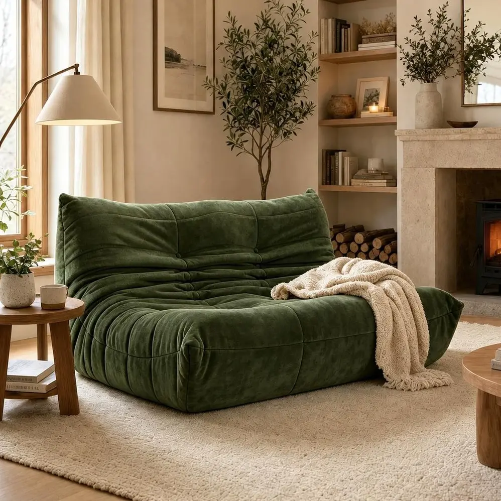 Giant Bean Bag Chairs for Adults, Loveseat Fireside Chair, 2 Seater Lazy Bean Bag Sofa Memory Foam Couch for Living Room, Bedroom, Office