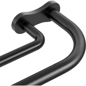 Black Extra Long Double Curtain Rod, Wrap Around Blackout Dual Curtain Rods for Windows 72 to 144 inch, Adjustable Heavy Duty Spliced Room Darkening Double Rods,  Metal, Aluminium Bracket