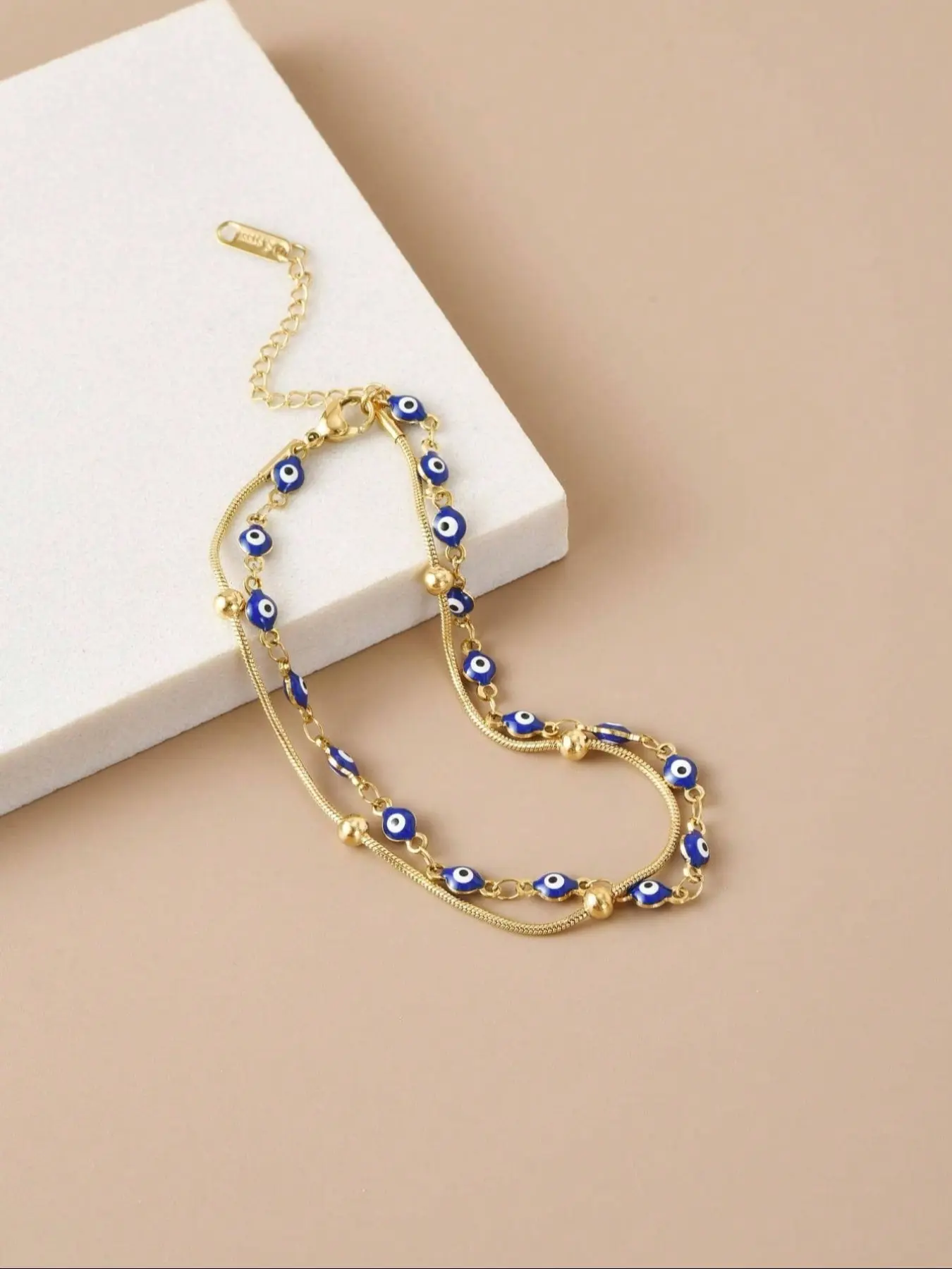 Lucky Evil Eye Beads Anklet Bracelet Stainless Steel Chain Handmade Adjustable Protection Amulet Anklet Good Luck Summer Beach Holiday Foot Jewelry Gift Trendy Jewellery Accessories Fashionable jewelry Wearable Jewelry