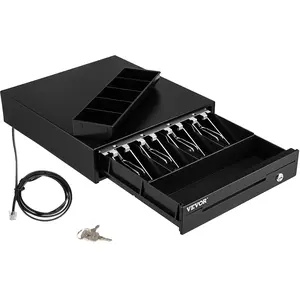 【fathersdaygift】Cash Register Drawer 13\" 12 Vfor POS System with 4 Bill 5 Coin Cash TrayRemovable Coin Compartment & 2 Keys IncludedRJ11/RJ12 Cable for SupermarketBarCoffee ShopRestaurant